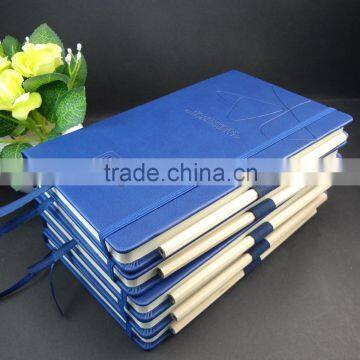 A5 thermo pu leather cover blue notebook with pen loop