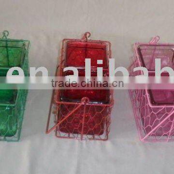 glass pot with iron stand;glass flower pot;flower pot