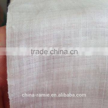 Bleached ramie fabric with softening