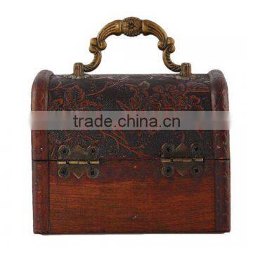Antique Wooden Embossed Flower Pattern Jewelry Box Storage Organizer Pack of 2 photo-4