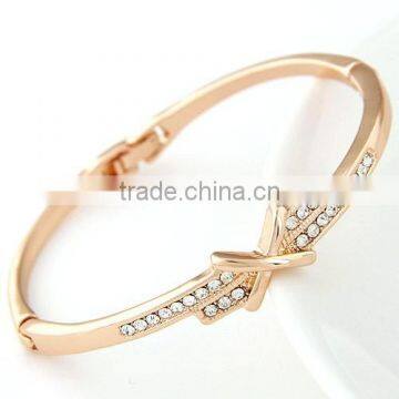 Fine Jewelry Slim Gold Plated Bangle Bow Rhinestone crystal thin bangle