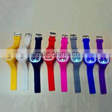 Attractive square jelly fashing light silicone watch for kids