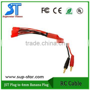 High Quality 1 to 6 JST Plug to 4mm Banana Plug Balance Charge Cable for RC Multirotor Quadcopter Airplane Car