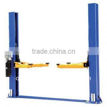 Two post double-cylinder floor plate hydraulic car lifting machine