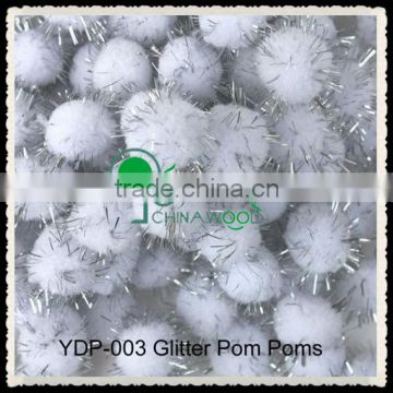 Discount School Supply Glitter White Pom Poms for kids