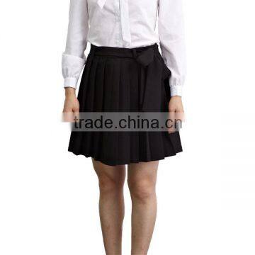 School uniform factory girls ruffled belt twill school uniform skirts