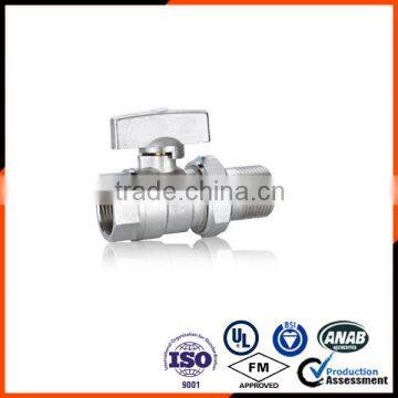 Nickle Plated Male&Female brass ball valve with union