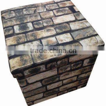 Brick Pattern Foldable Storage Ottoman,