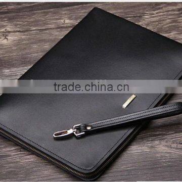 high quality leather zipper business portfolio folders