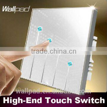 Hot Wallpad C1 White Waterproof Glass Smart Soft touch Sensitive LED light Control switch 110~250V 4 gang 1way Touch Switch