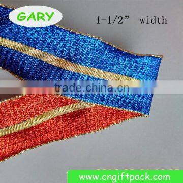 1-1/2" Cheap Outdoor Wired Fabric Christmas Ribbon