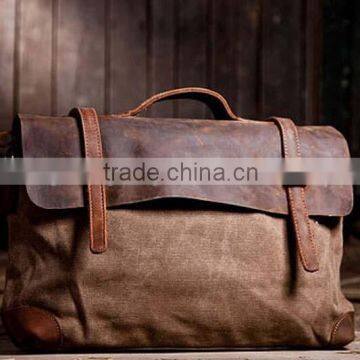 Retro Designer mens and womens canvas satchel genuine leather canvas messenger leather canvas shoulder bag laptop bag                        
                                                Quality Choice