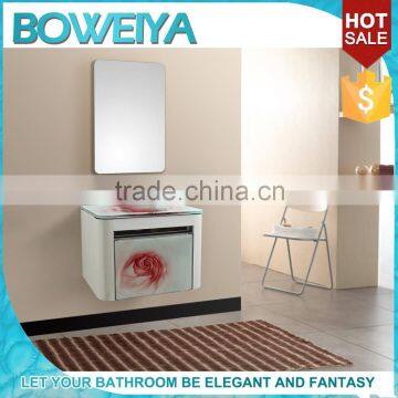 Foshan Manufacturer Bathroom Glass Washbasin Design Cabinet