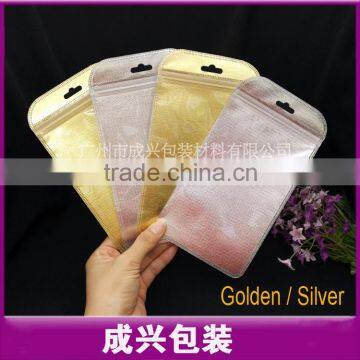 Hanging Packaging Bag/nylon Zipper Pouch/golden Silver Color Packing Sleeve for Mobile Phone Cover photo-3