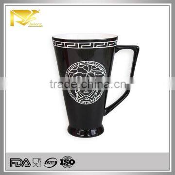 Drinkware gold rim glazed 18oz decorative ceramic mug, ceramic glazed mug