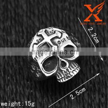 In Stock Stainless Steel Vintage Gothic Cross Silver Skull Ring photo-2