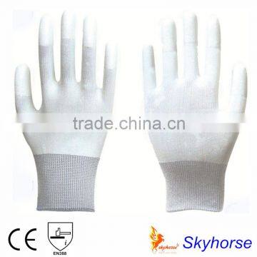 PU Coated gloves Finger Tip Coated Safety Work Glove esd pu gloves