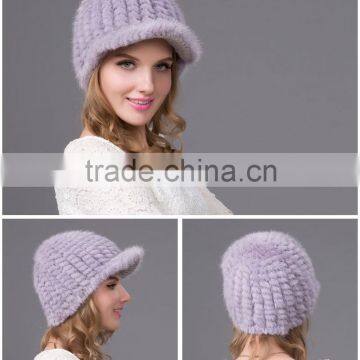 Hot selling Mink fur hat / knitted mink fur hat / Winter warm fur hat accept OEM