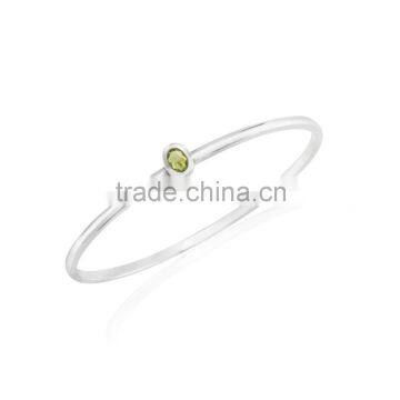 The Gopali Jewellers Peridot Gemstone Silver Bangle