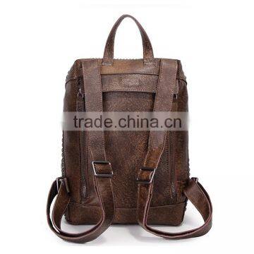 Big Backpack With Full Studs Vintage Stylish Shoulder Bag Mummy Bucket Bag Genuine Leather Top Quality Backpack photo-3