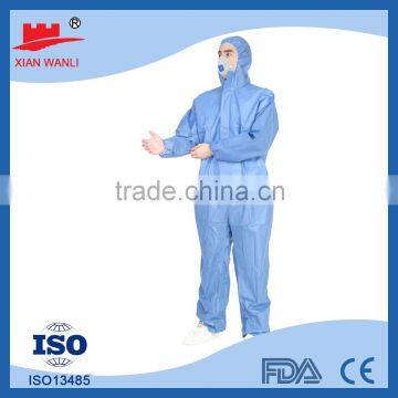 New Fabric Hooded Disposable Elastic Cuff Protective Coverall