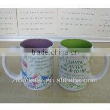 Inner Glazed Straight and Tall Shape Ceramic Full Decal Mug