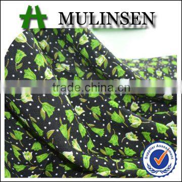 Fresh Green Flowers Pattern 100% Printed Spun Rayon Fabric for Dresses photo-5