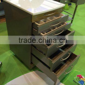 Stainless steel dental cabinet with drawers, medical trolley