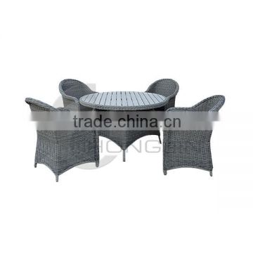 Patio Furniture PE Rattan Round Dining Set with 4 Chairs