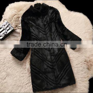 2016/2017 fashion formal fur coat with long size for women/special sheared design fur coat KZ160080
