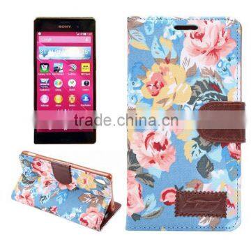 Folio Flower Stand Wallet PU Leather Case Cover For Sony Xperia Z4