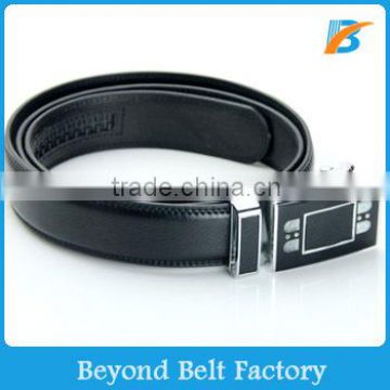 Beyond Men's 3.5cm Wide Black Split Leather Ratchet Belt with Stylish Automatic Buckle