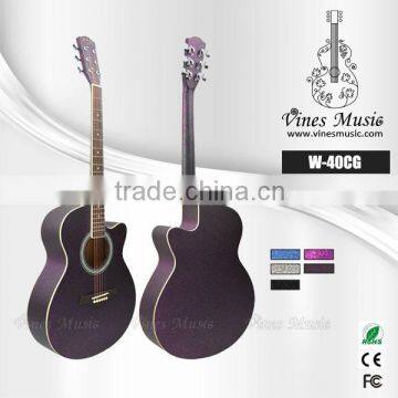 custom chinese glitter acoustic electric guitar factory price