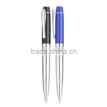 Promotional Black/ blue Metal Roller Pen gift metal ball pen