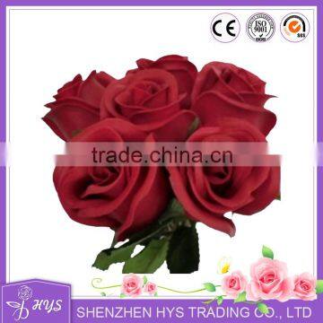 PU 6 heads blue rose bud bouquet for wedding decoration