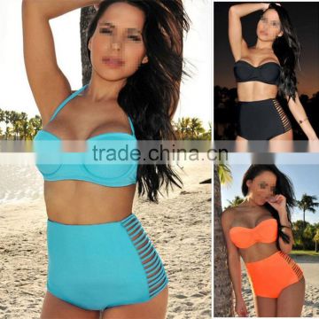 Swimsuit Swimwear Vintage Push Up Bandeau HIGH WAISTED Bikini Set