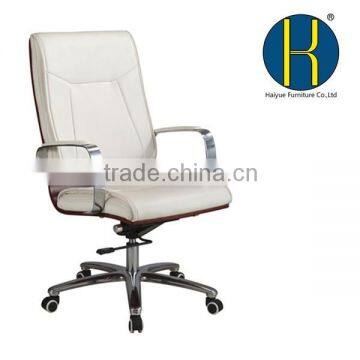 Swivel wood office chairs with castors,high back wood office chairs with casters,white pu wood office chairs with castors