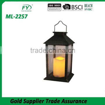 Made in China wholesale cheap led light plastic solar lantern with metal handle for outdoor decoration