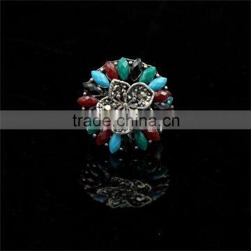 Round Alloy With Water Drop Resin Diamond Traditional Jodha Akbar Ring photo-6