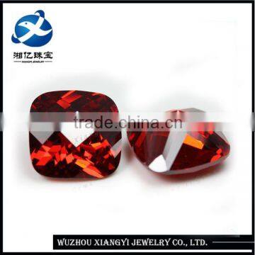 Hot sale 13mm square checkerboard garnet synthetic ruby cubic zirconia