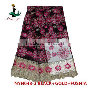 2016 Haniye African Latest Embroidery French Lace Fabric Nigeria French Net Lace Fabric for Dresses/NYN48 photo-2