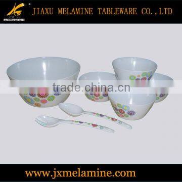 7pcs melamine salad bowl with spoon set