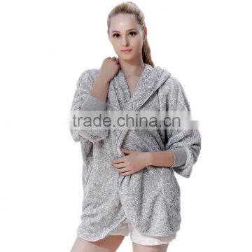 2015 New Designer Women Two-Tone Snuggle Fleece Plus Size Hooded Cardigan For Ladies