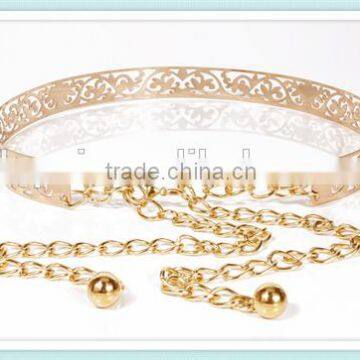 Ladies Fahion shiny golden solid mirror bling bling golden belt