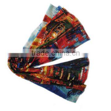 2015 new season Fashion Oil painting style printing wool lady scarf