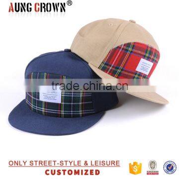 checked snapback cap/custom design snapback cap