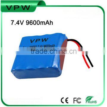 High Power Rechargeable 7.4V 9600mah 18650 Li-ion battery pack