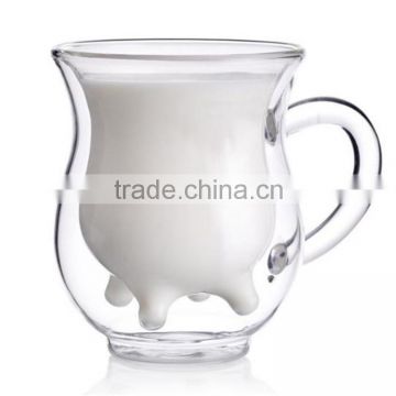 Handcraft Borosilicate Creative Cute Transparent Heat-resisting Double-layer Cow Milk Glass Cup 250ML