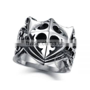 13MM Stainless steel vintage antiqued silver cross symbol ring fashion ring steam punk jewelry 6240025