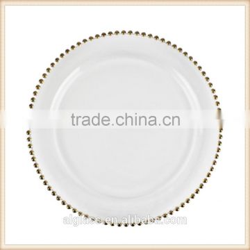 2016 wholesale gold glass beaded charger plates